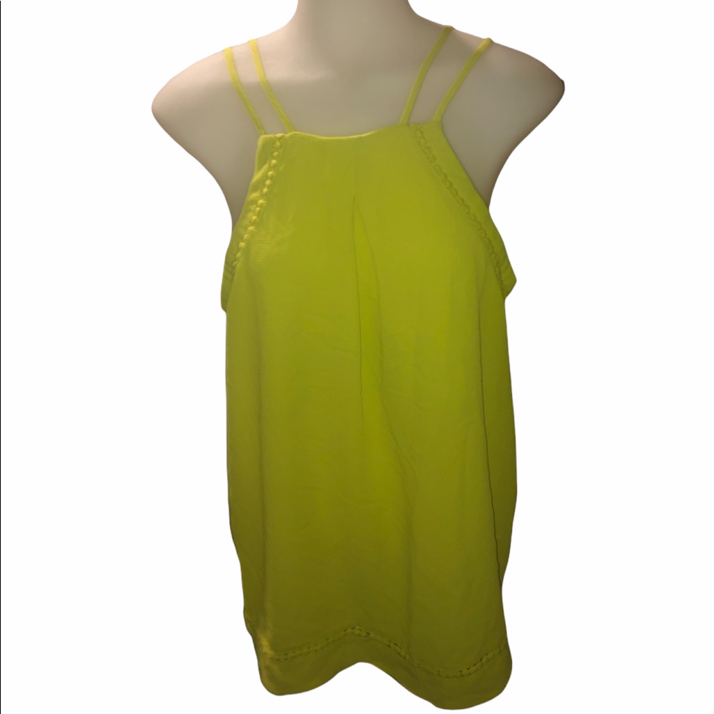 Lime Green Double Spaghetti Strap Tank Top